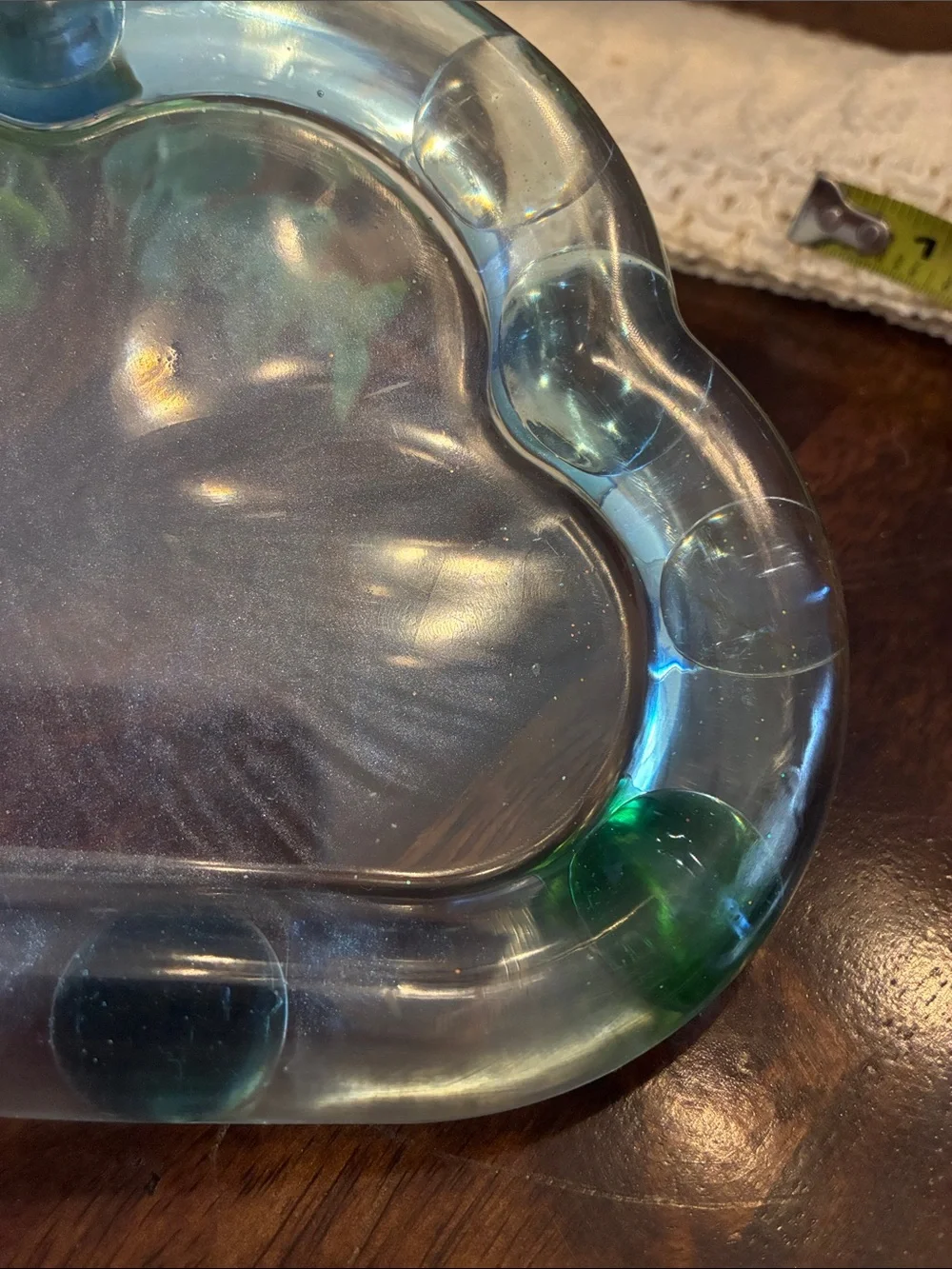Blue Glass Cloud Trinket Tray - Decorative Home Bath Accent